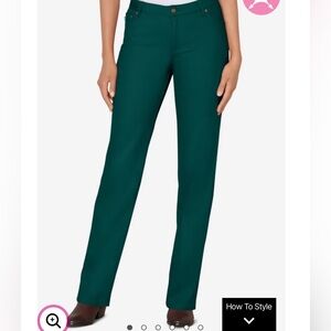 Emerald Green Woman Within Brand Plus Jeans 18W Tall Straight Leg